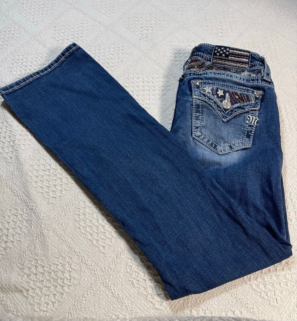 Miss Me Women’s Size 28 Embellished American Flag Bootcut Jeans